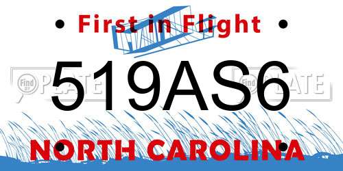 519AS6 North Carolina License Plate