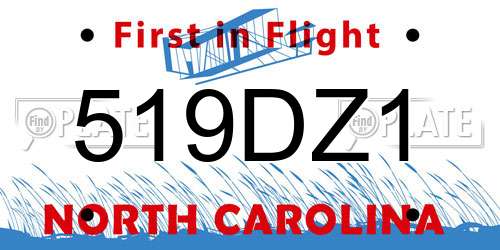 519DZ1 North Carolina License Plate