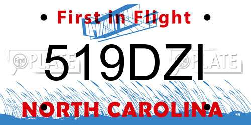 519DZI North Carolina License Plate