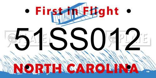 51SS012 North Carolina License Plate