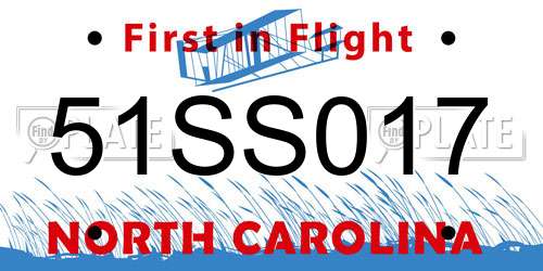 51SS017 North Carolina License Plate