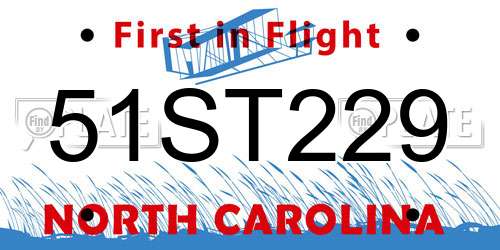 51ST229 North Carolina License Plate
