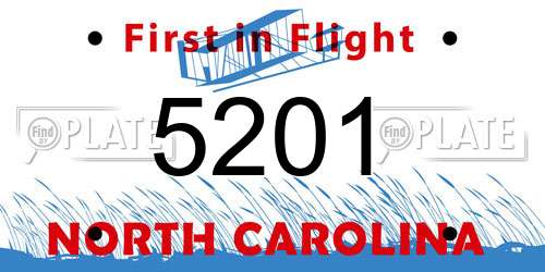 5201 North Carolina License Plate