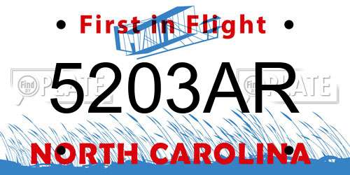 5203AR North Carolina License Plate