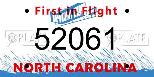 52061 North Carolina License Plate
