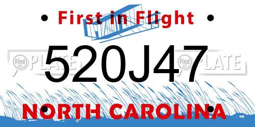 520J47 North Carolina License Plate