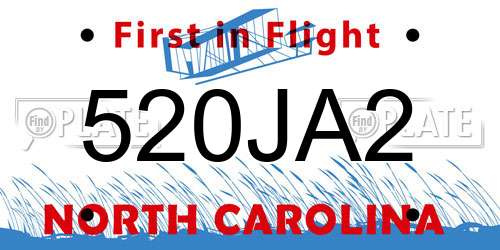 520JA2 North Carolina License Plate