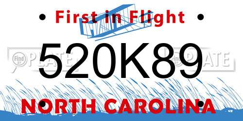 520K89 North Carolina License Plate