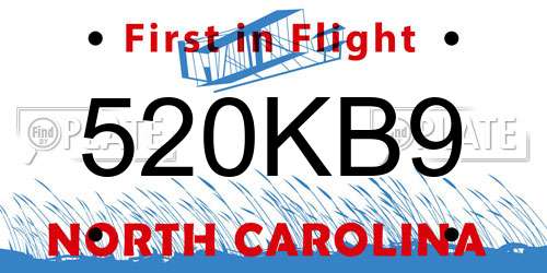 520KB9 North Carolina License Plate