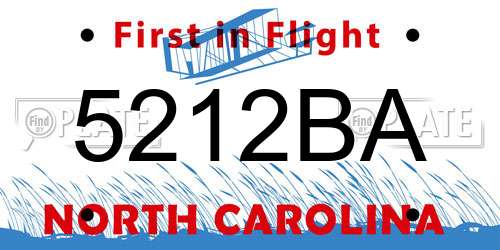 5212BA North Carolina License Plate