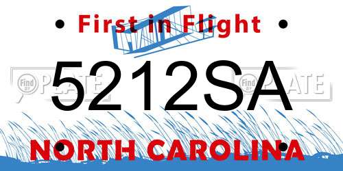 5212SA North Carolina License Plate