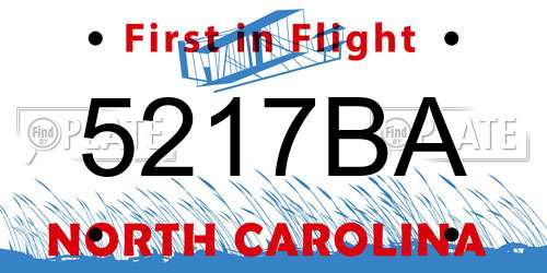 5217BA North Carolina License Plate