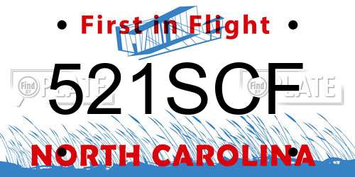 521SCF North Carolina License Plate