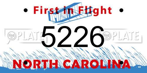 5226 North Carolina License Plate