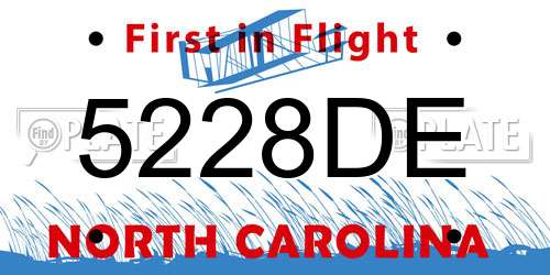 5228DE North Carolina License Plate