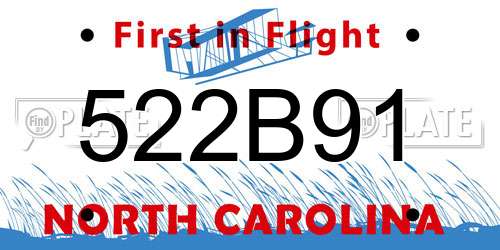 522B91 North Carolina License Plate