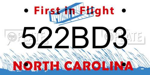 522BD3 North Carolina License Plate