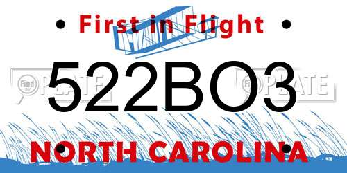 522BO3 North Carolina License Plate