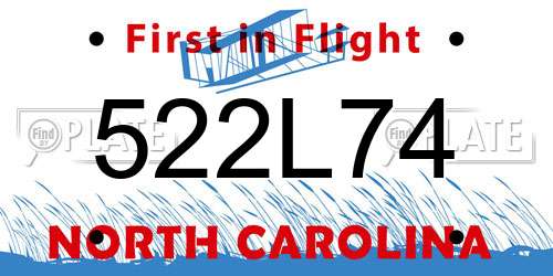 522L74 North Carolina License Plate
