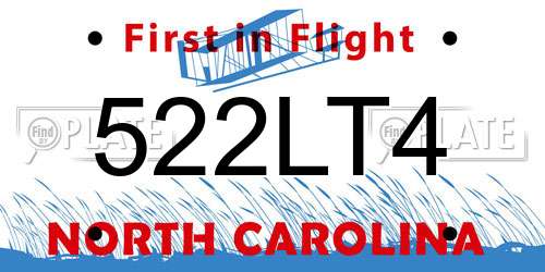 522LT4 North Carolina License Plate