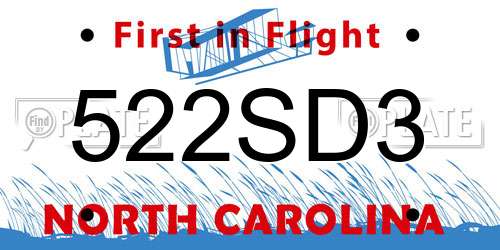 522SD3 North Carolina License Plate