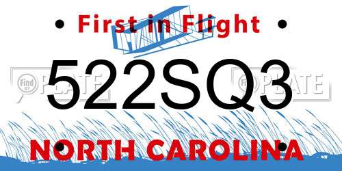 522SQ3 North Carolina License Plate