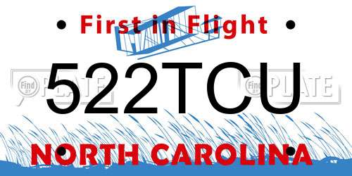 522TCU North Carolina License Plate