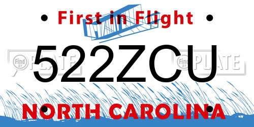 522ZCU North Carolina License Plate