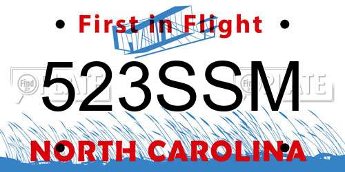 523SSM North Carolina License Plate