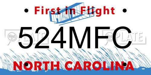 524MFC North Carolina License Plate