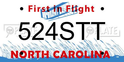 524STT North Carolina License Plate