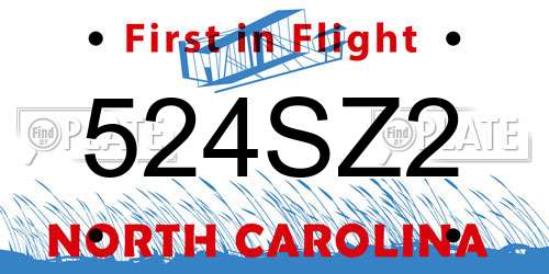 524SZ2 North Carolina License Plate