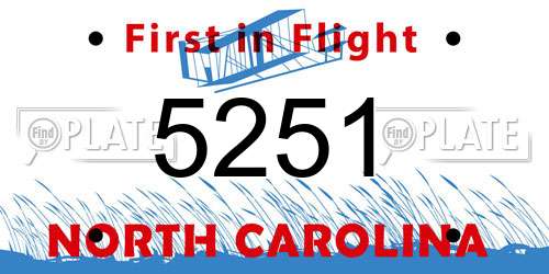 5251 North Carolina License Plate