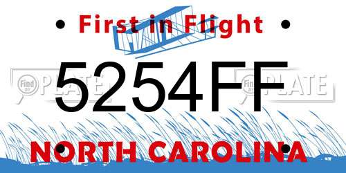5254FF North Carolina License Plate