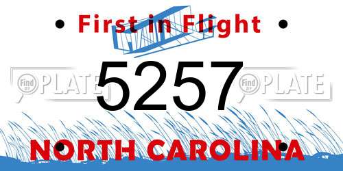 5257 North Carolina License Plate