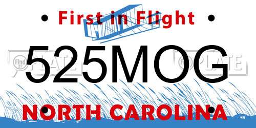 525MOG North Carolina License Plate