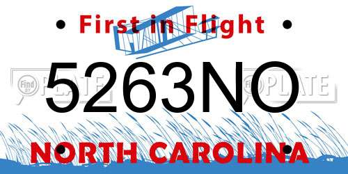 5263NO North Carolina License Plate