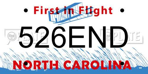 526END North Carolina License Plate