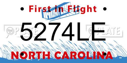 5274LE North Carolina License Plate