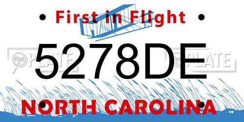 5278DE North Carolina License Plate