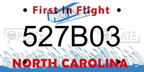 527B03 North Carolina License Plate