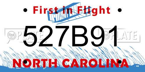527B91 North Carolina License Plate