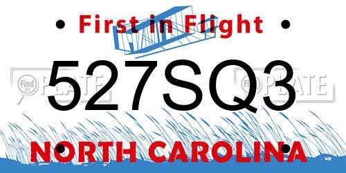527SQ3 North Carolina License Plate