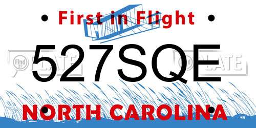 527SQE North Carolina License Plate