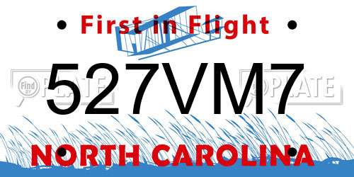 527VM7 North Carolina License Plate