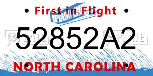 52852A2 North Carolina License Plate