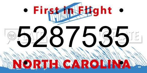 5287535 North Carolina License Plate