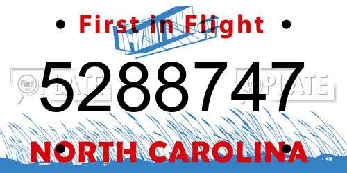 5288747 North Carolina License Plate