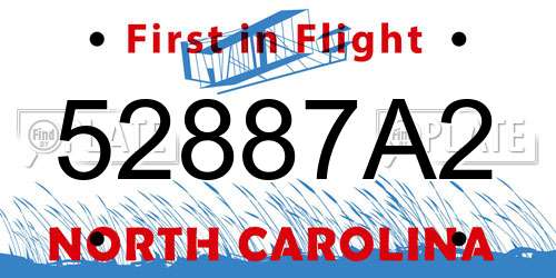 52887A2 North Carolina License Plate