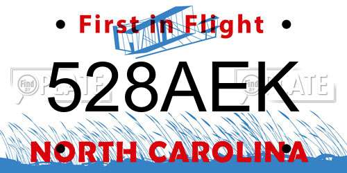 528AEK North Carolina License Plate